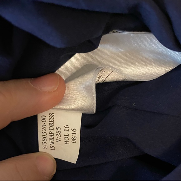 Banana Republic Blue and Black Long Sleeve wrap style dress Size 8 - Picture 3 of 12